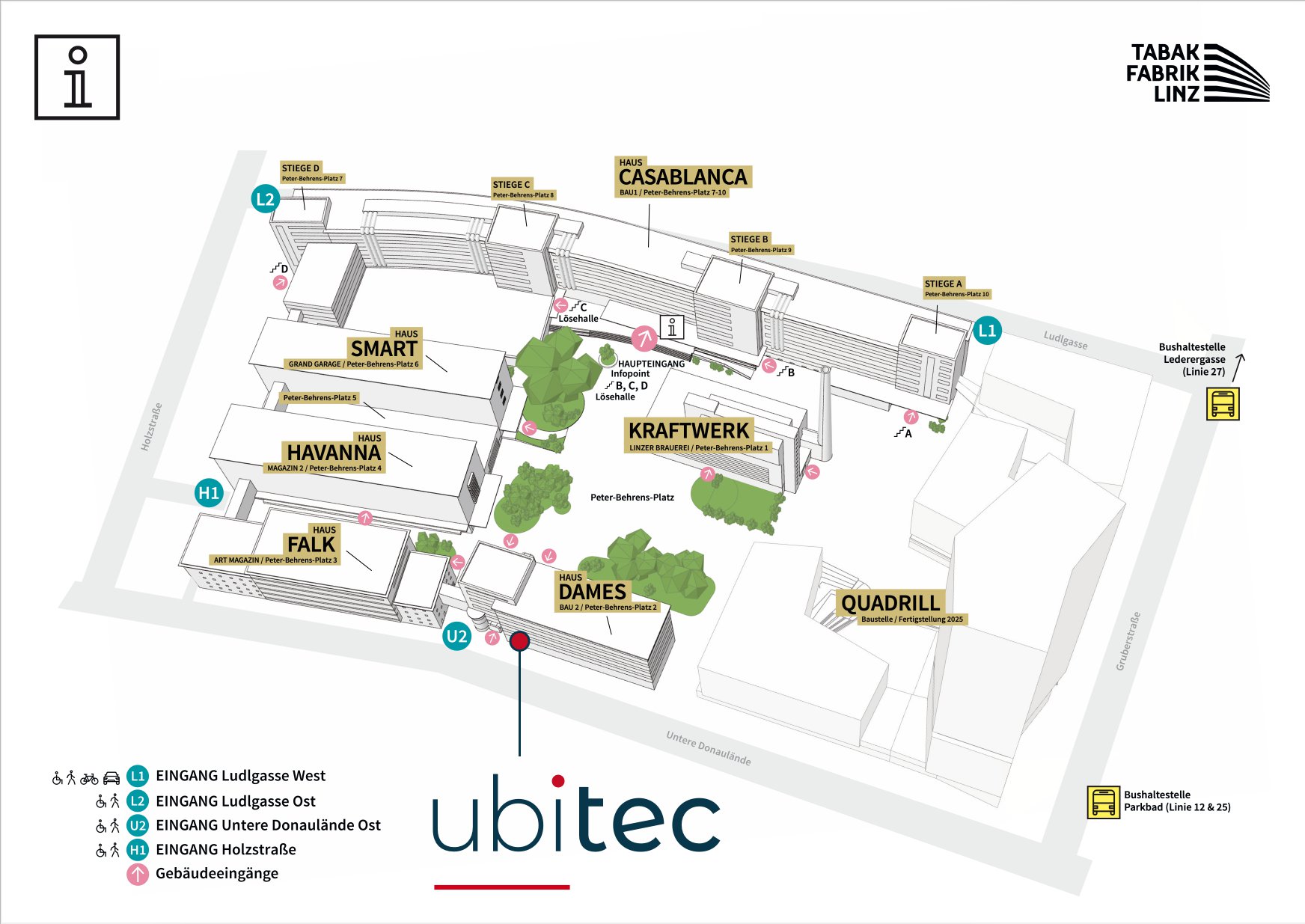 Lageplan in der Tabakfabrik Linz
