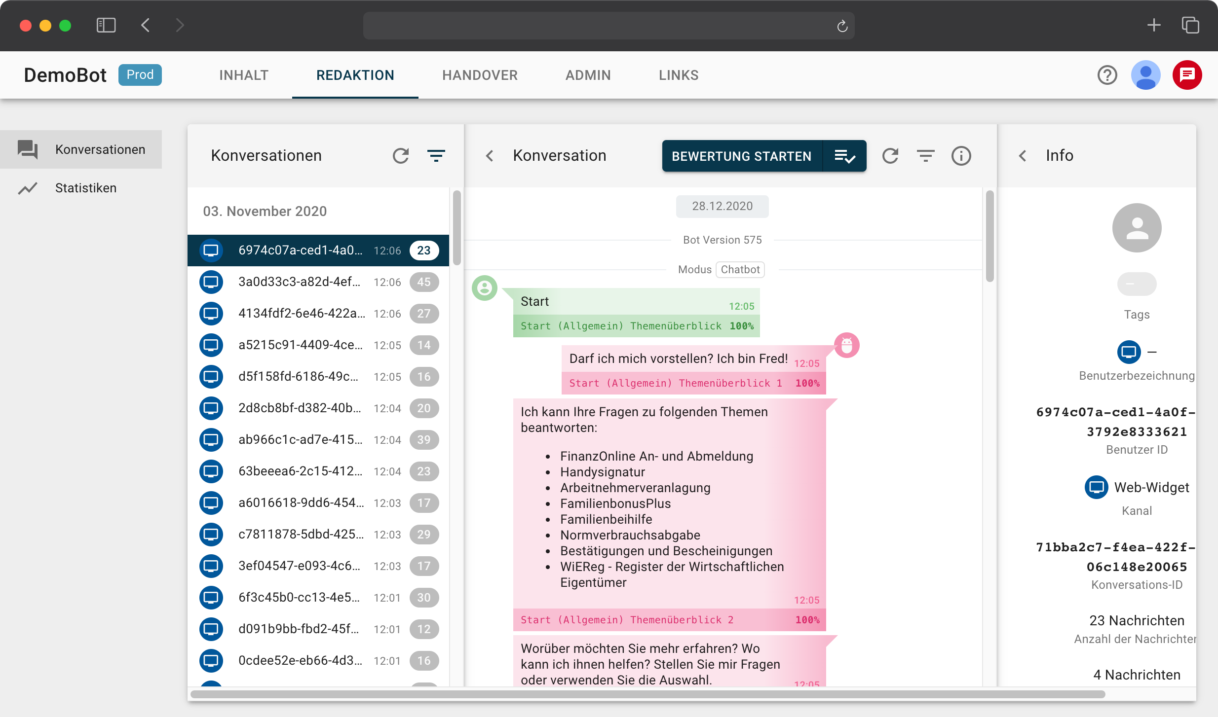 Filter and evaluate real dialogs