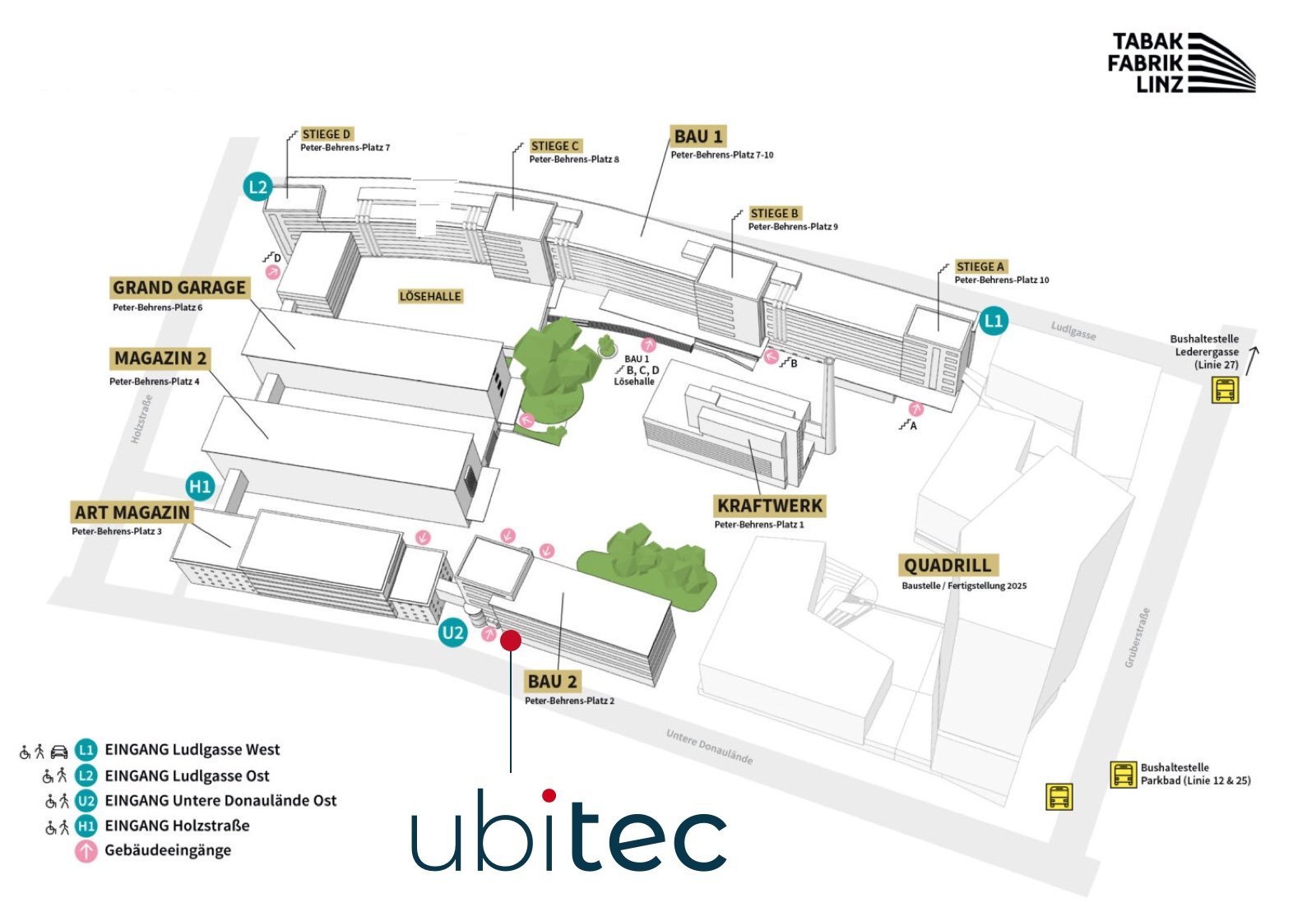 Lageplan in der Tabakfabrik Linz